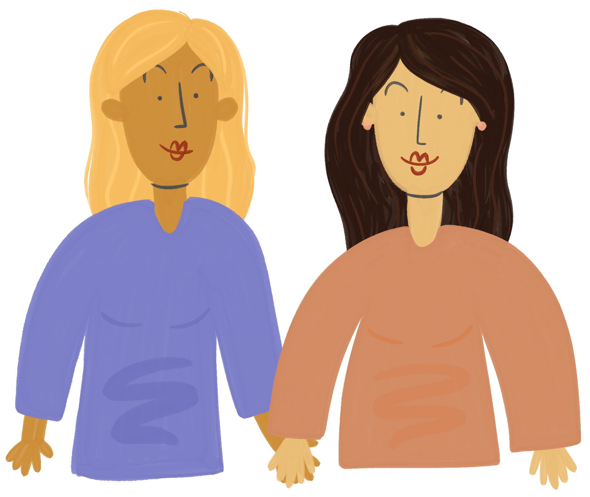 illustration of two women holding hands