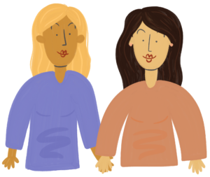 illustration of two women holding hands