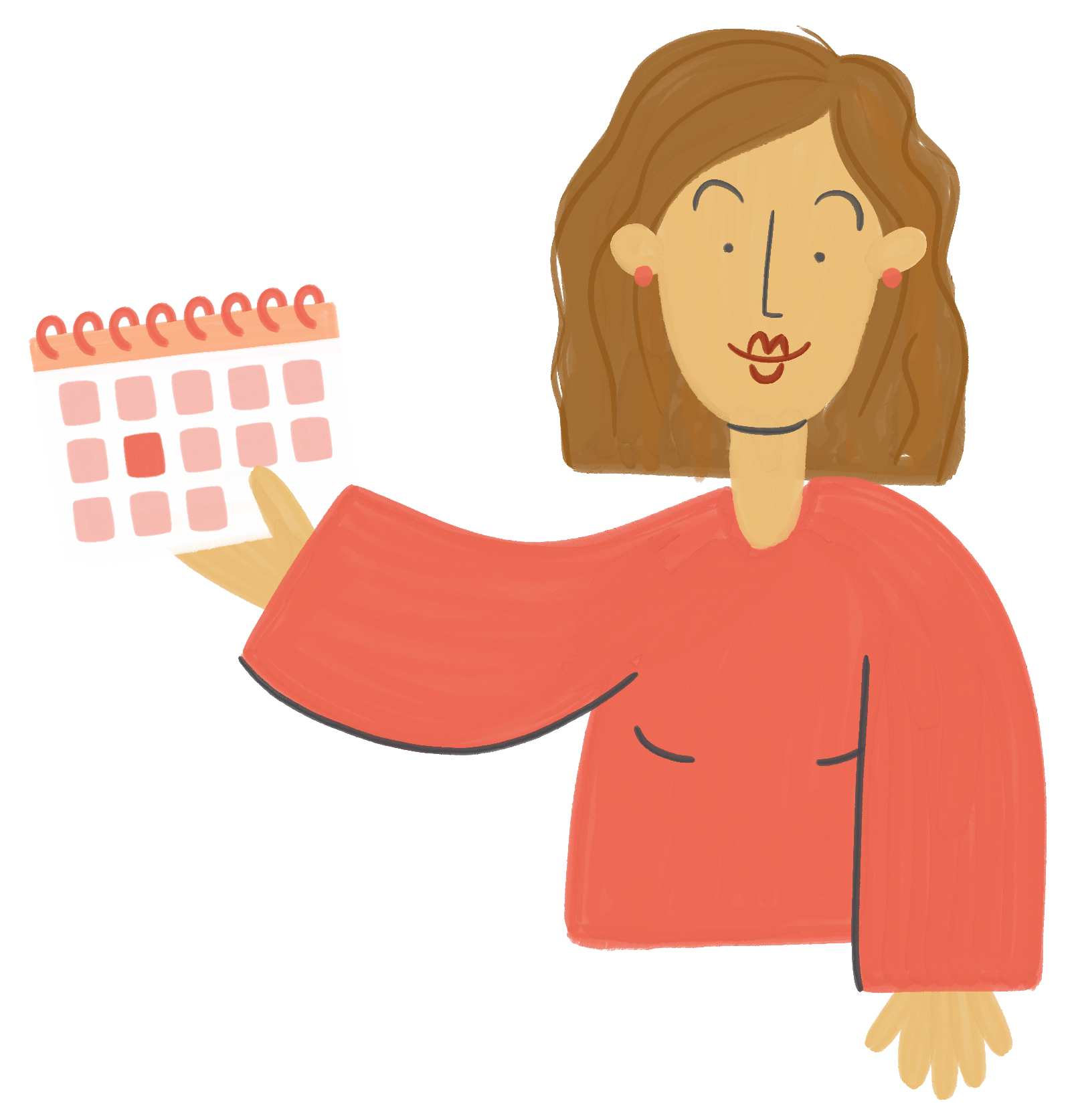 illustration of a woman witha. calendar
