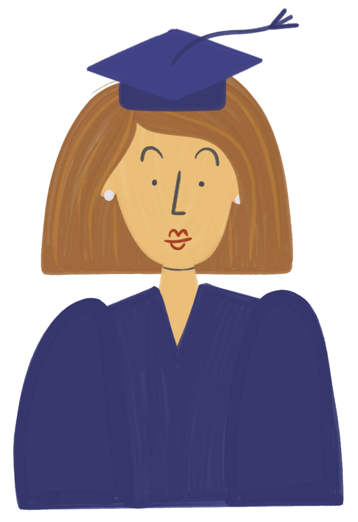 illustration of a woman with a graduation cap and gown