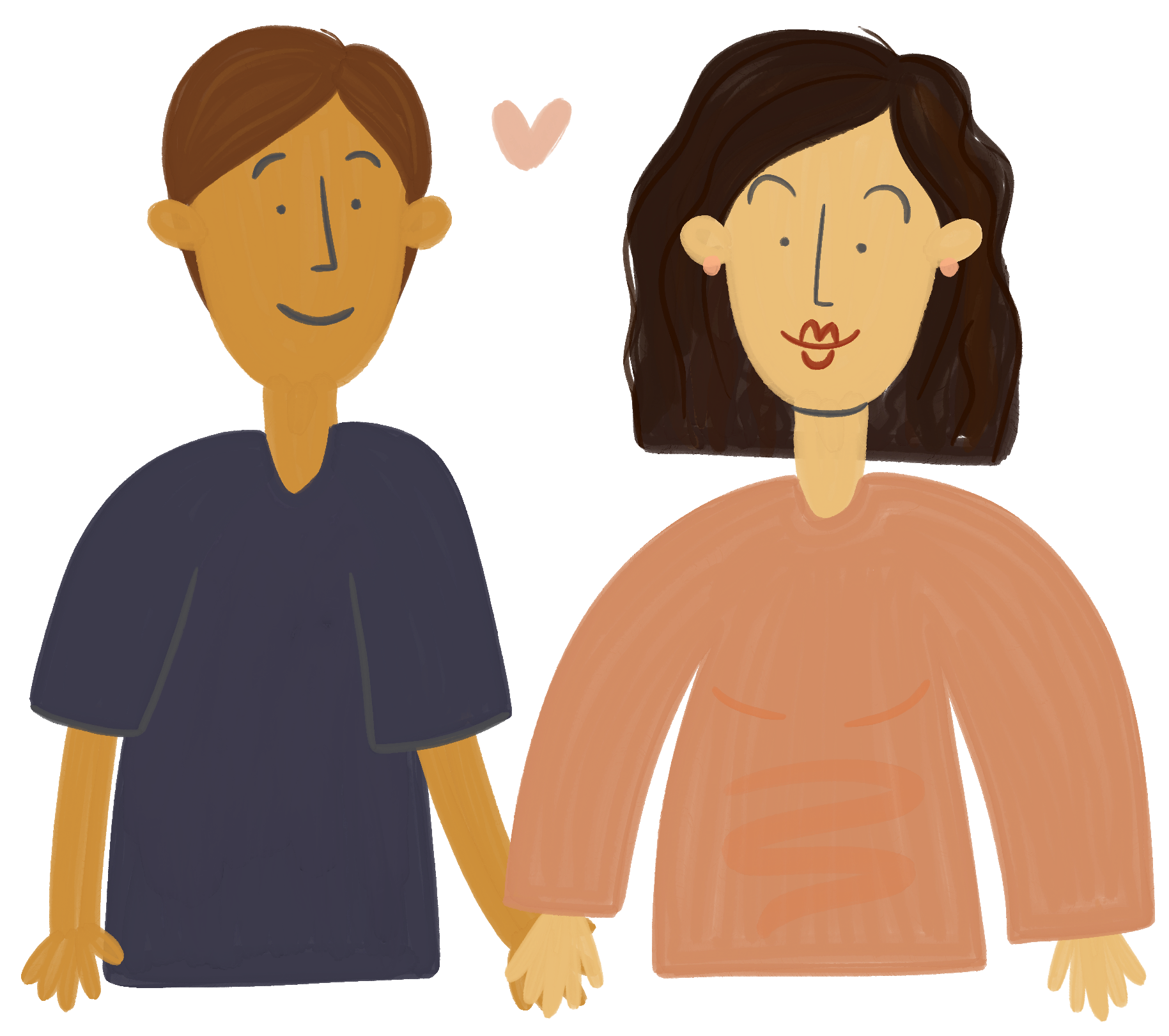 illustration of a man and woman holding hands