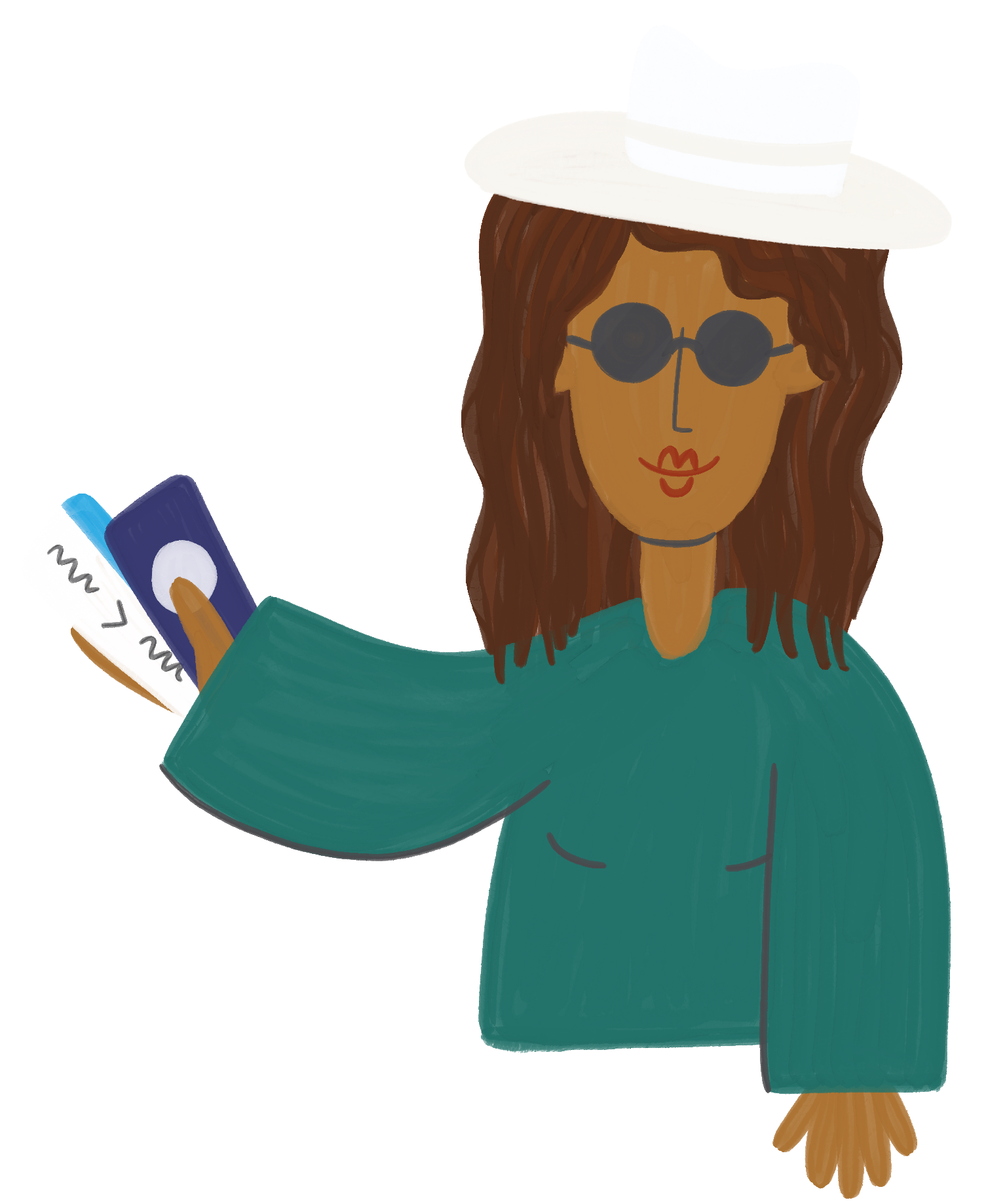 illustration of a woman with plane tickets