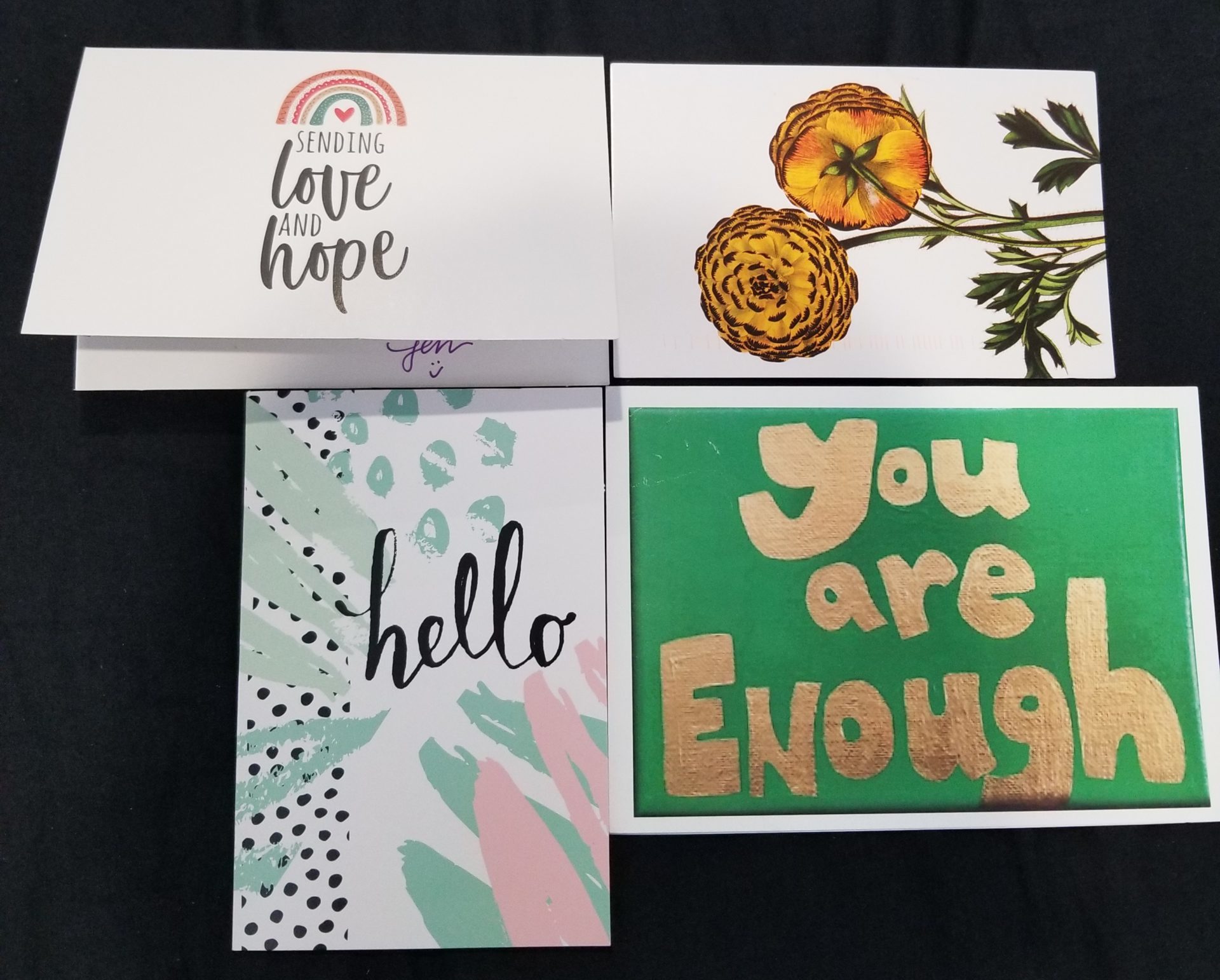 Four greeting cards