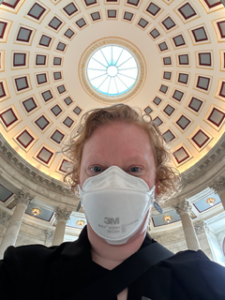 Kelly inside the Cannon House Office Building Rotunda.