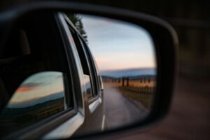 Decorative photo of a rearview mirror =. 